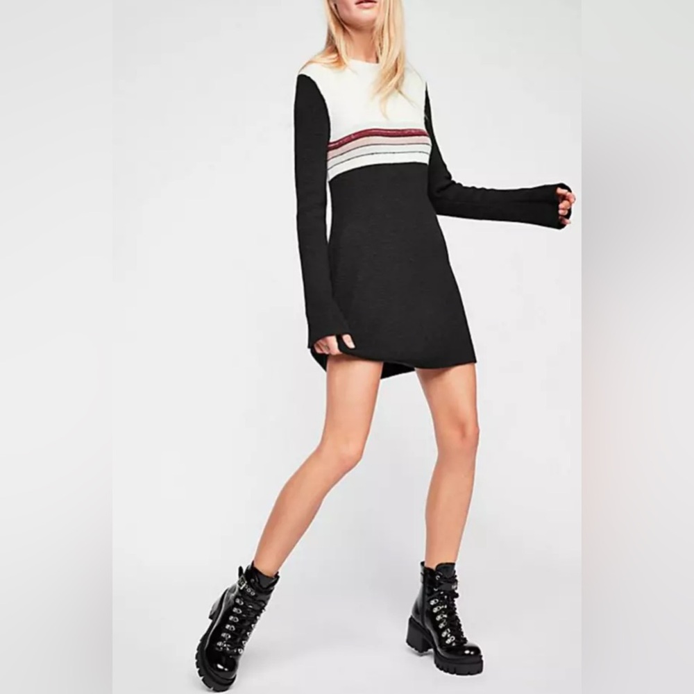 Free People Womens Colorblock Sweater Dress Black Size S. - Picture 2 of 8